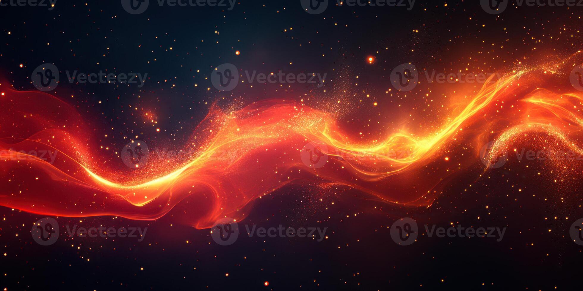 Vibrant plasma waves swirl through cosmic space illuminated by shimmering particle effects photo