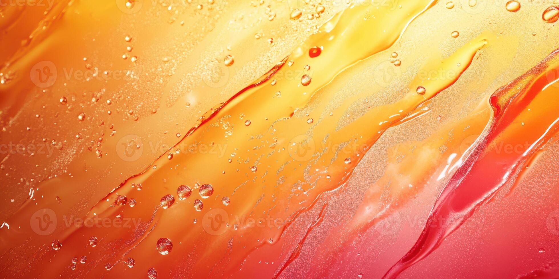 Bright sunlight illuminates droplets on a vibrant orange and red surface, creating an energetic and warm atmosphere photo