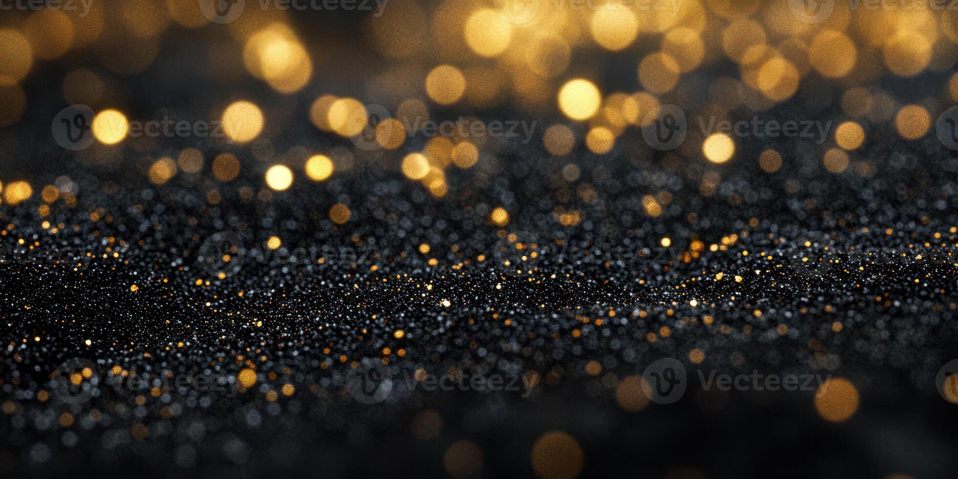 Sparkling golden and black particles create a mesmerizing abstract background in soft light during a festive celebration photo