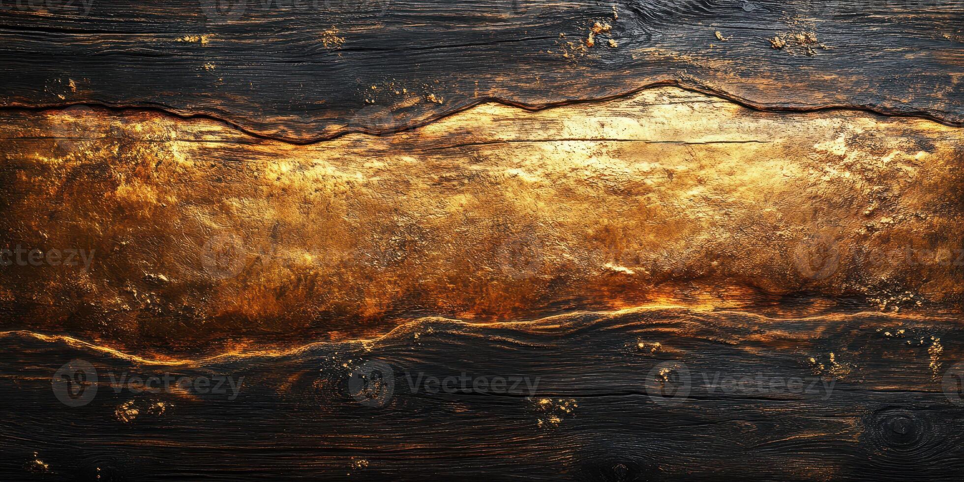 Wood texture with metallic gold accents creates a striking visual contrast in a natural setting photo