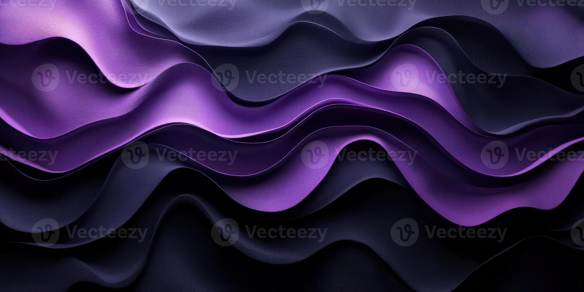 Vibrant purple and black waves create a dynamic visual texture in abstract art piece photo