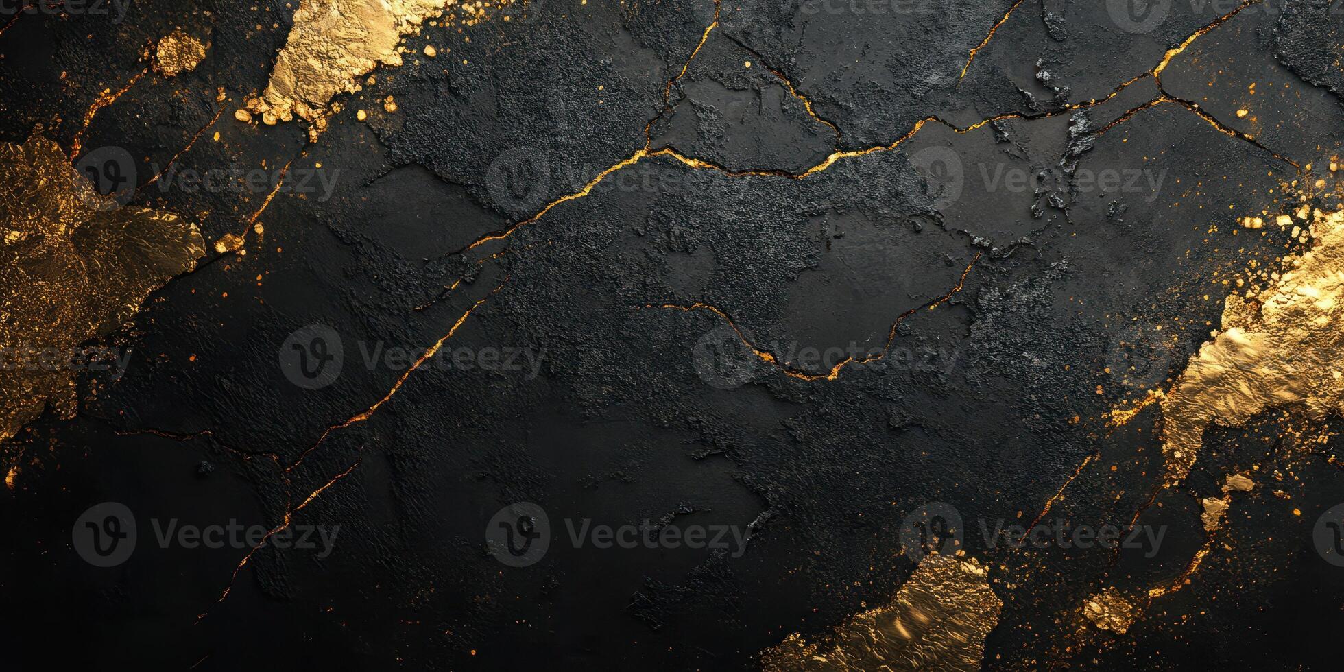 Black and gold cracked texture with a dramatic contrast highlighting elegance and sophistication photo