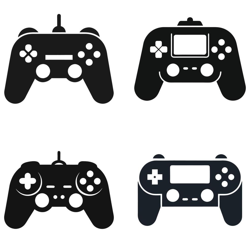 Collection of gaming consoles and controllers vector