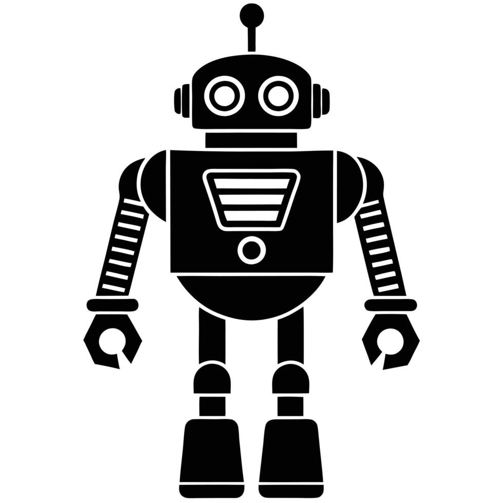 Retro Robot Silhouette Design vector