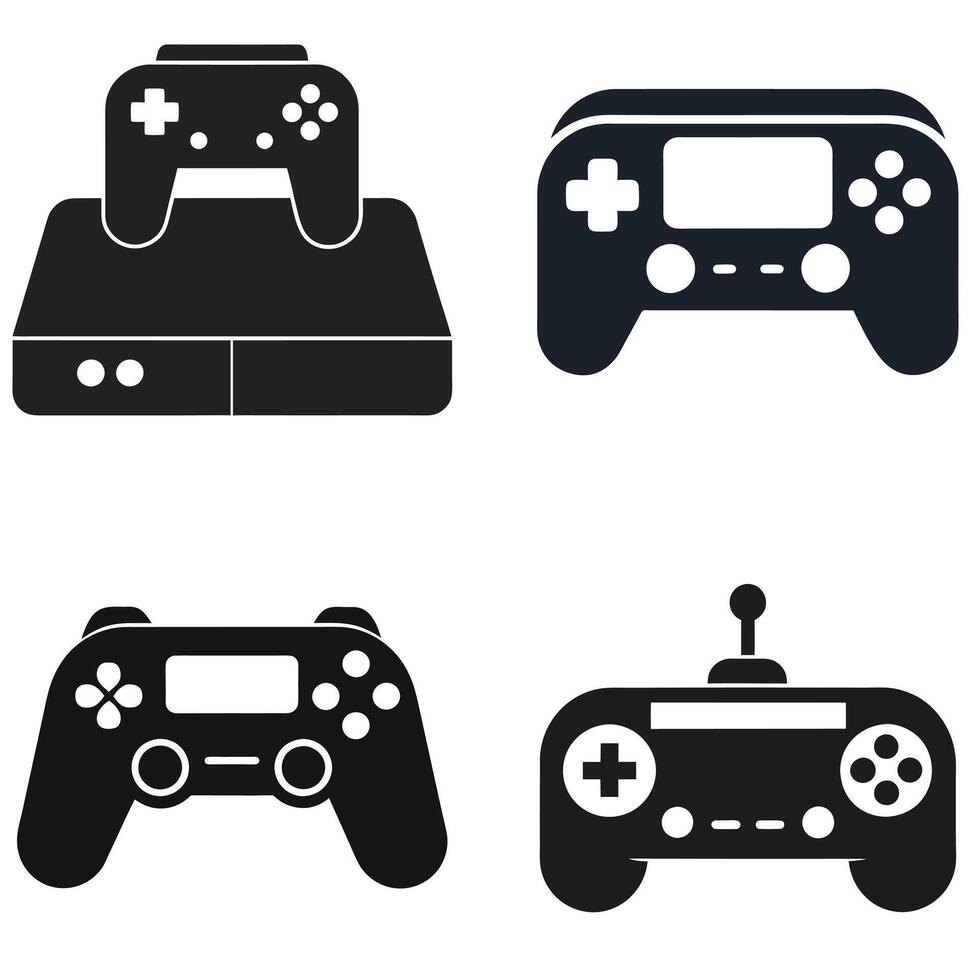 Collection of gaming consoles and controllers in a flat design. vector