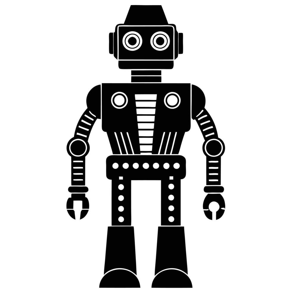 Retro Robot Silhouette Design for Modern Projects vector