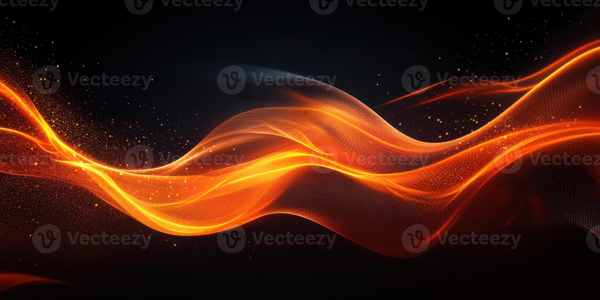 Dynamic orange waves create a captivating visual effect in a dark background, emphasizing movement and energy in design photo
