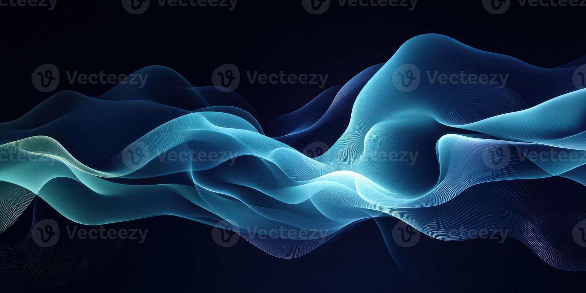 Flowing waves of light create a dynamic visual experience in a dark background photo