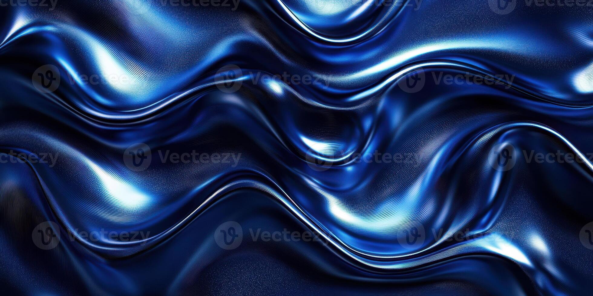 Flowing blue fabric textures create a stunning visual with waves and reflections in artistic composition photo