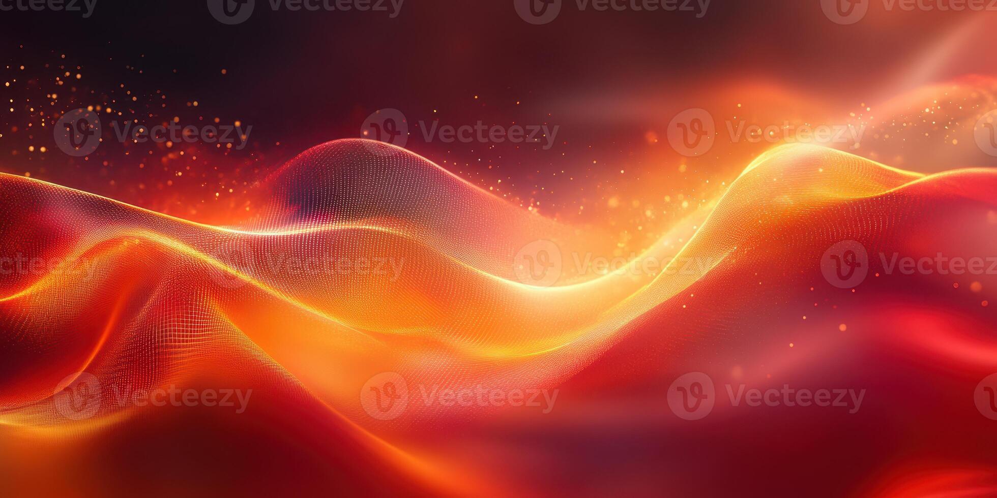 Abstract digital artwork depicting flowing waves of vibrant orange and red colors with a glowing texture and soft lighting photo