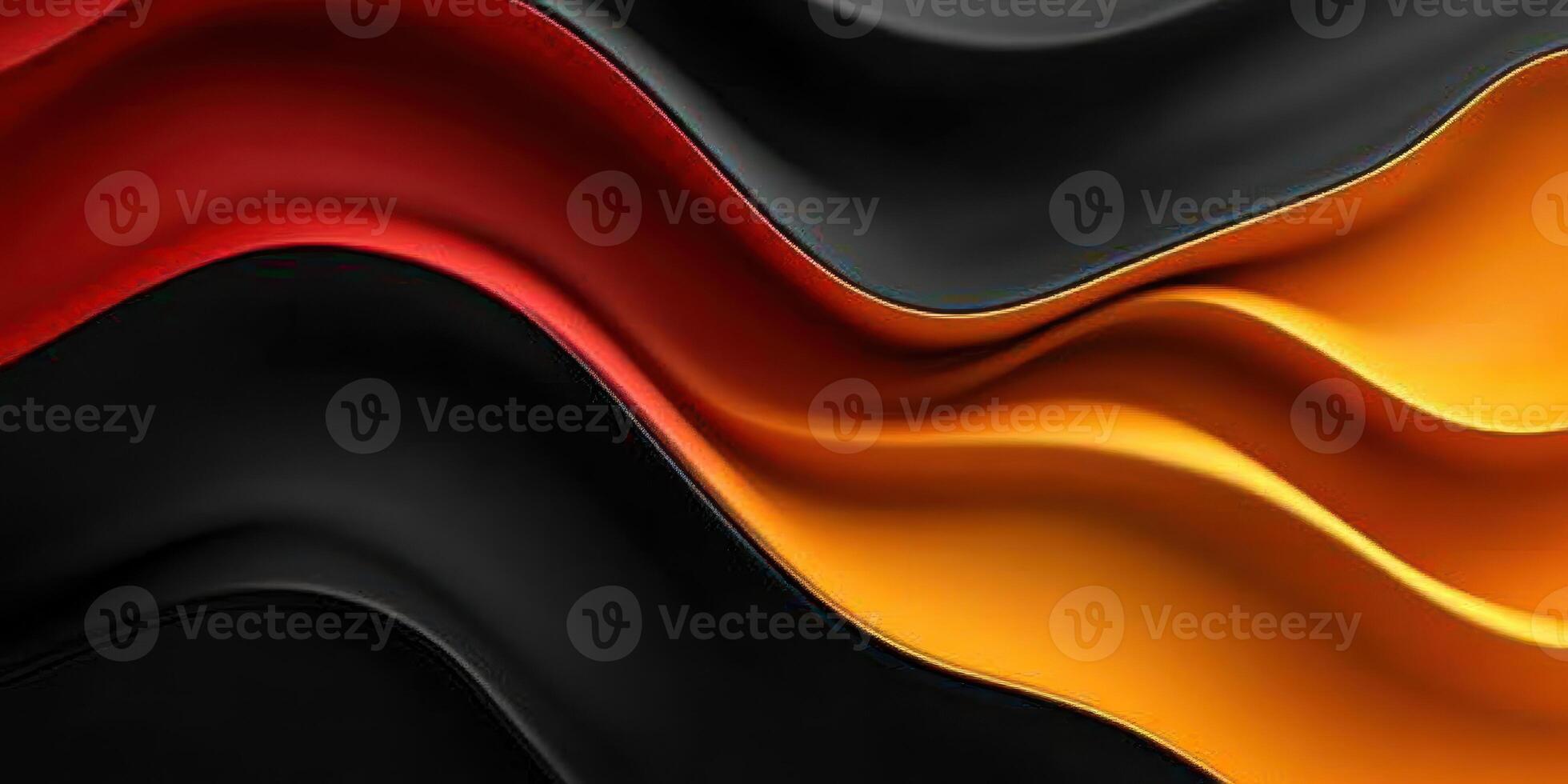 Abstract waves of red, black, and gold fabric moving smoothly in a dynamic design photo