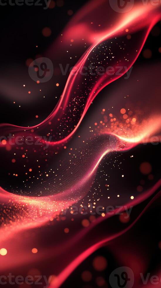 Flowing red waves with sparkling lights create a mesmerizing abstract design suitable for various digital projects photo