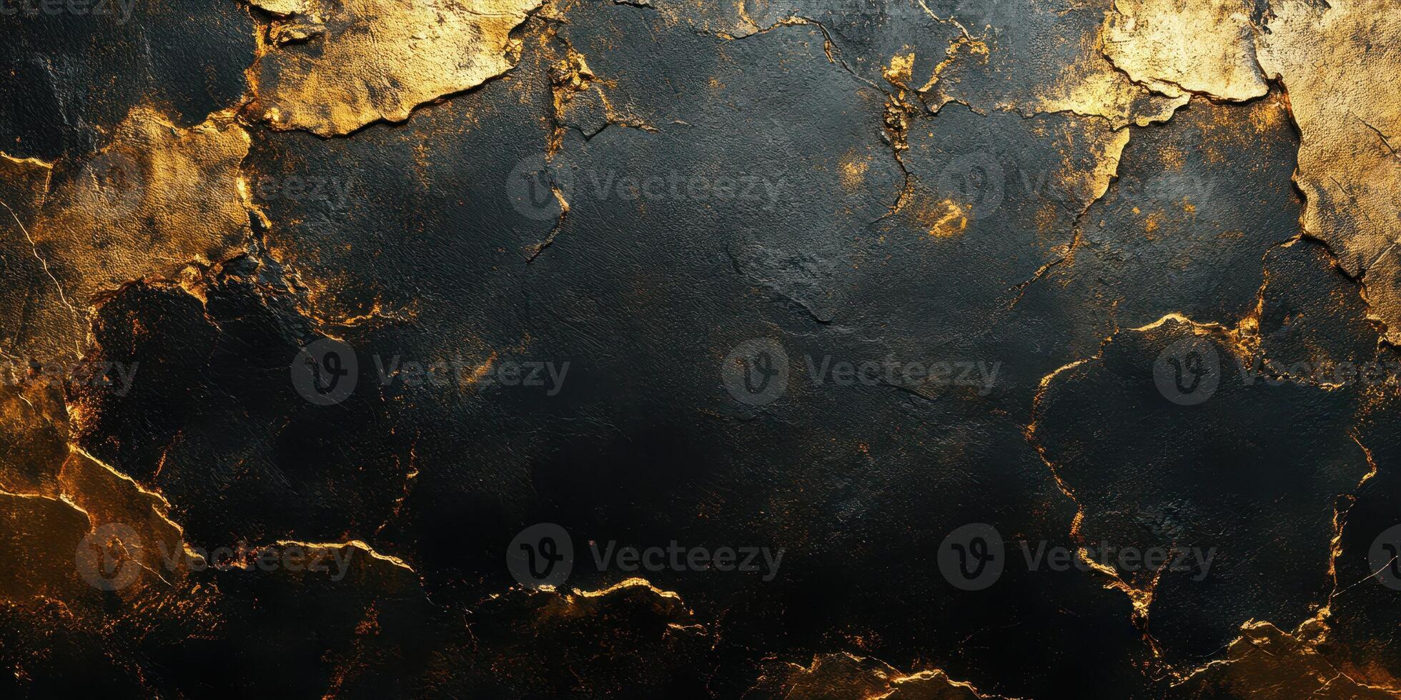 Luxurious black and gold textured surface with elegant cracks and highlights reflecting light in a dim environment photo