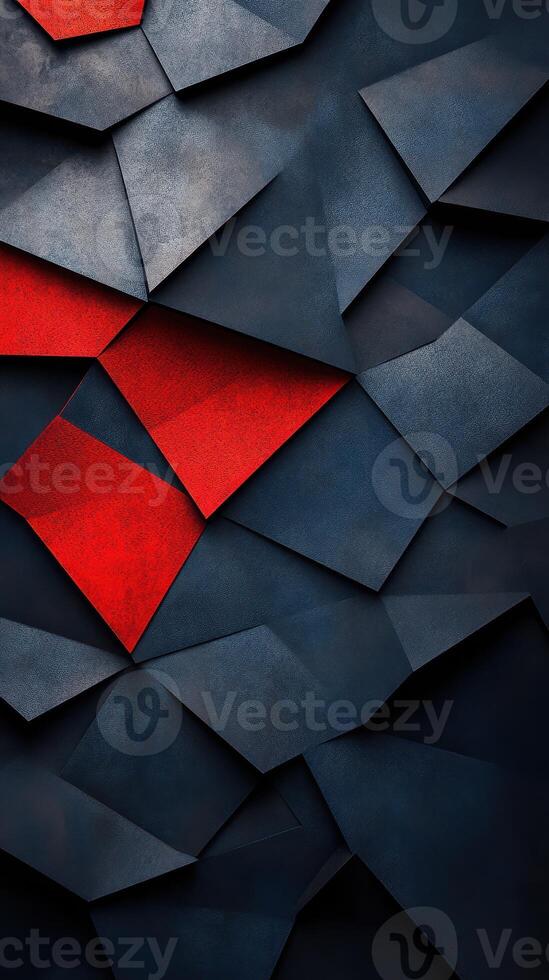Abstract geometric design featuring red and dark shades in a creative pattern photo