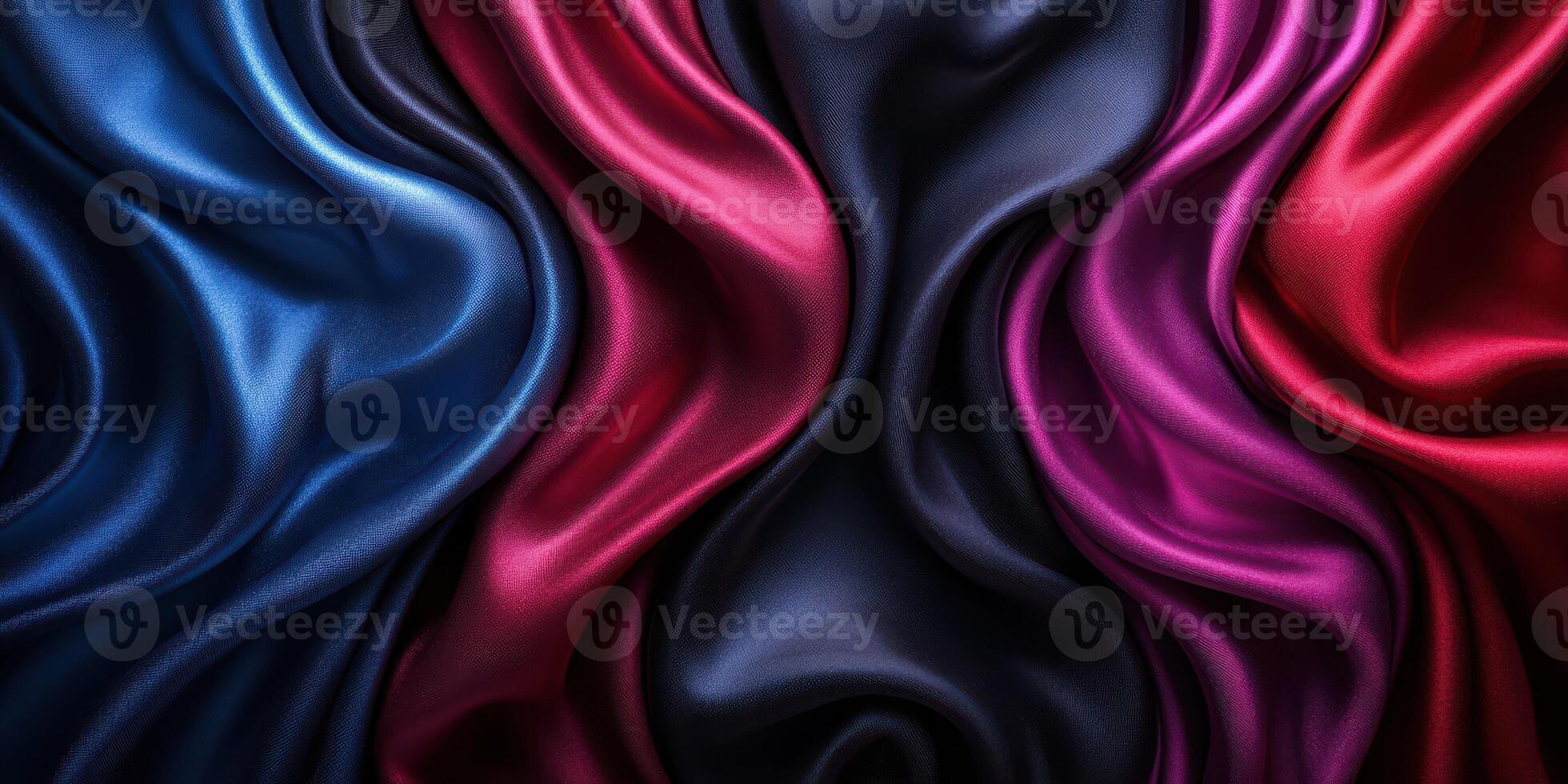 Colorful silk fabric flowing in waves creates an elegant and luxurious texture perfect for fashion and design projects photo