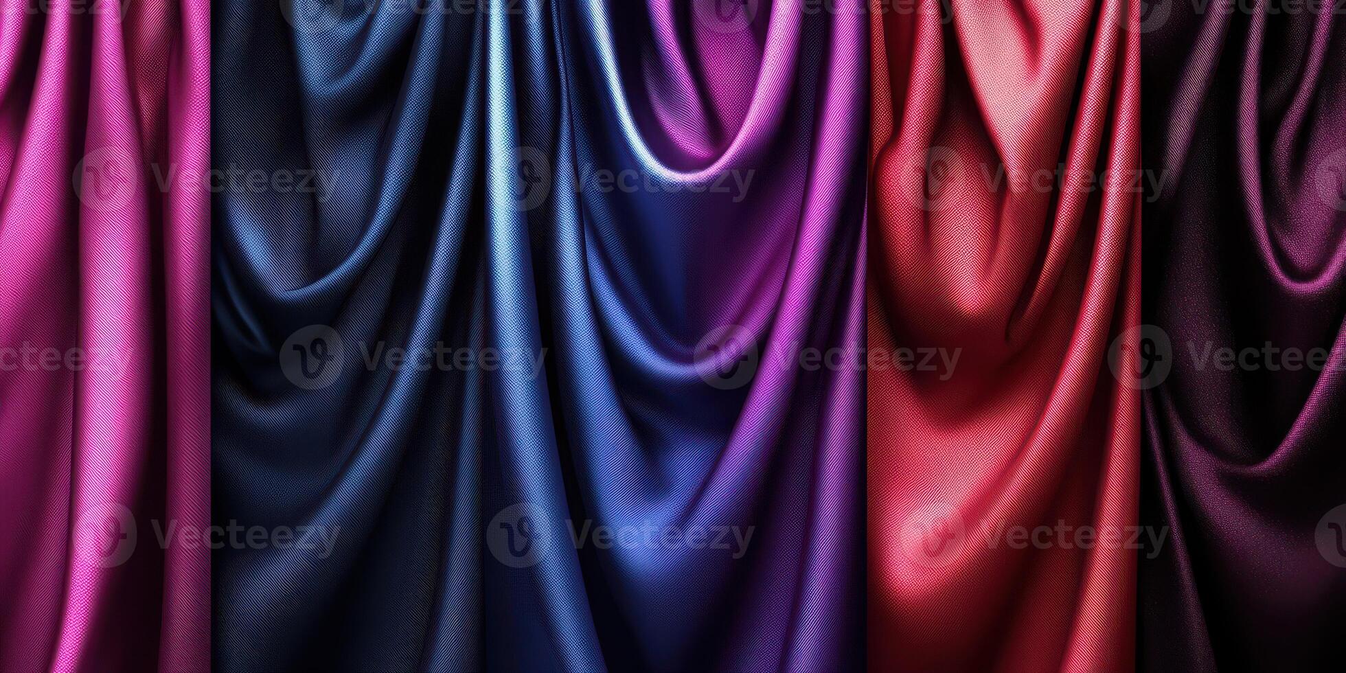 Elegant draped fabrics in rich colors create a luxurious texture and atmosphere in a textile display photo