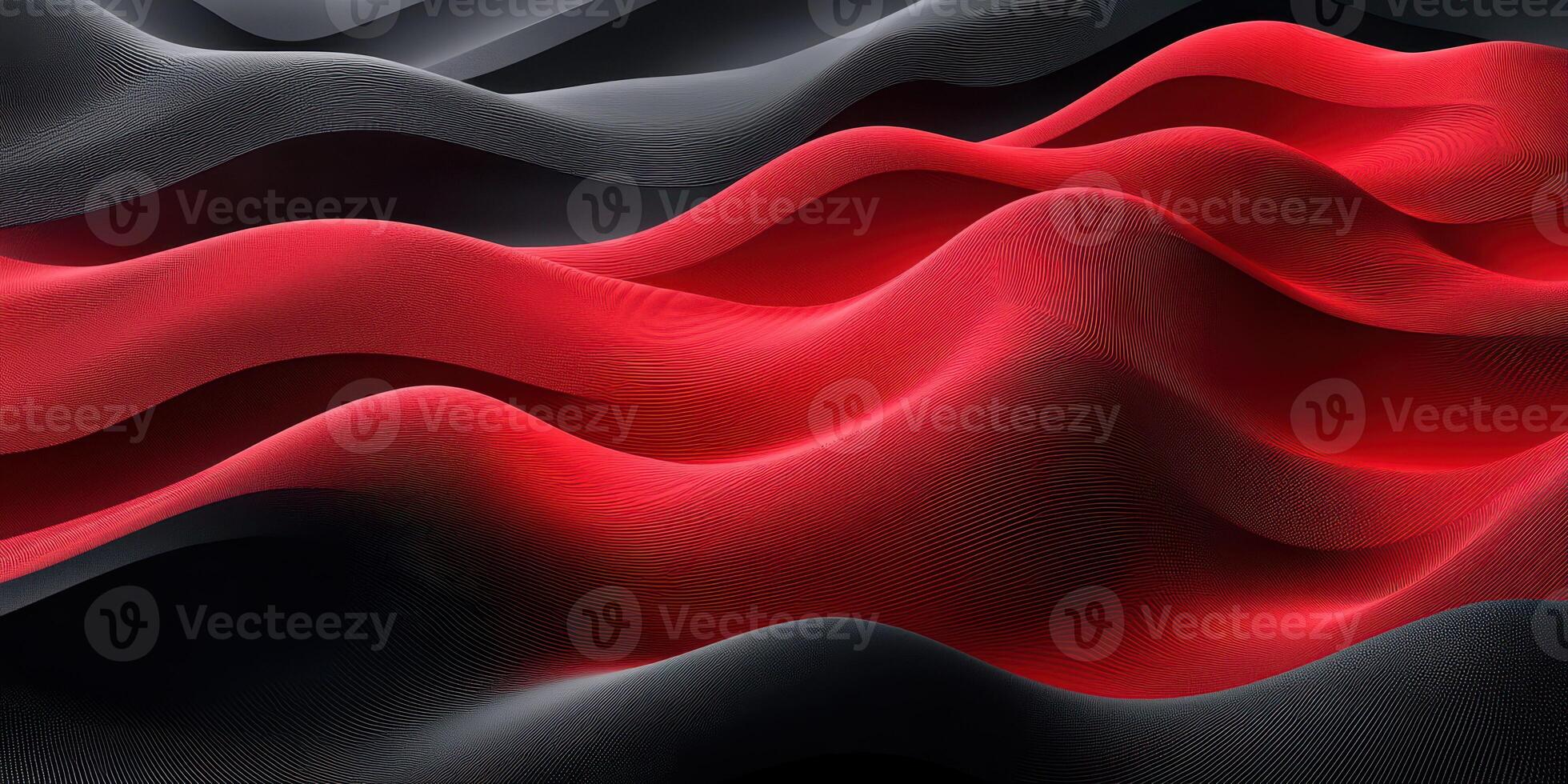 Flowing patterns of red and black fabric create a dynamic visual rhythm in abstract design photo