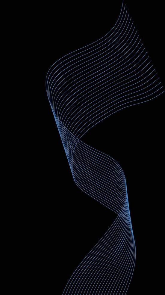 Abstract Blue Curved Lines Design on Black Background vector