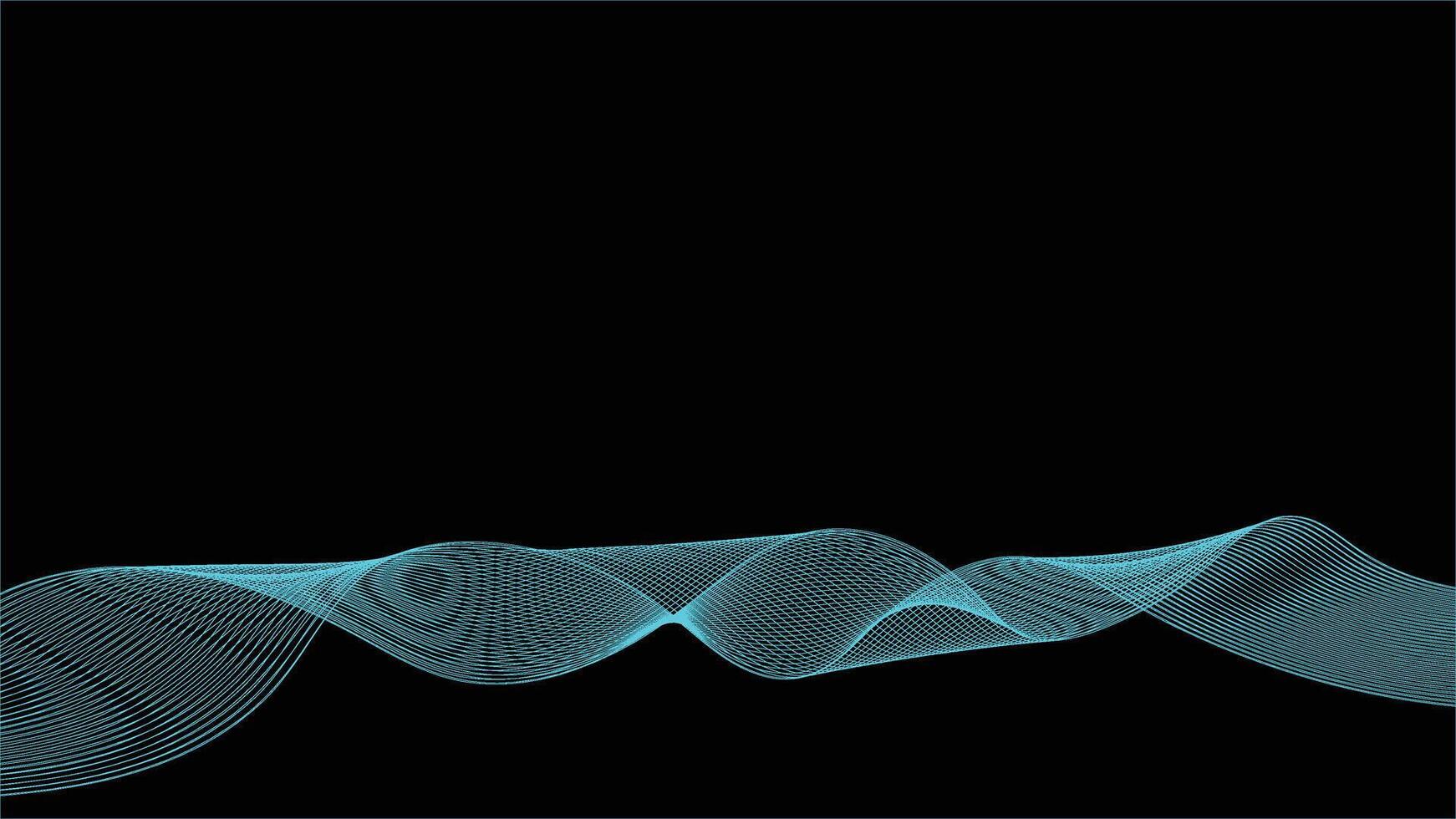 Abstract Wavy Design with Light Blue Waves on a Black Background vector