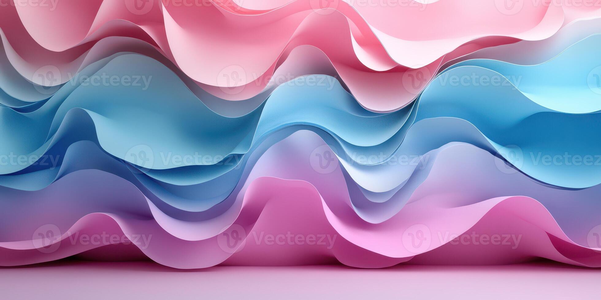 Colorful wave patterns created with layered paper in shades of pink and blue at a craft studio photo
