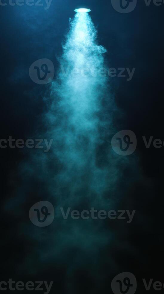 Mysterious light beam penetrating dark underwater environment creating an ethereal atmosphere photo