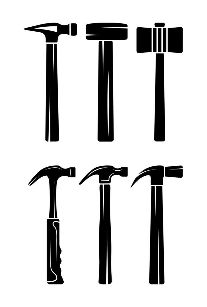 Set Hammer and Clip Art Collection on White Background vector