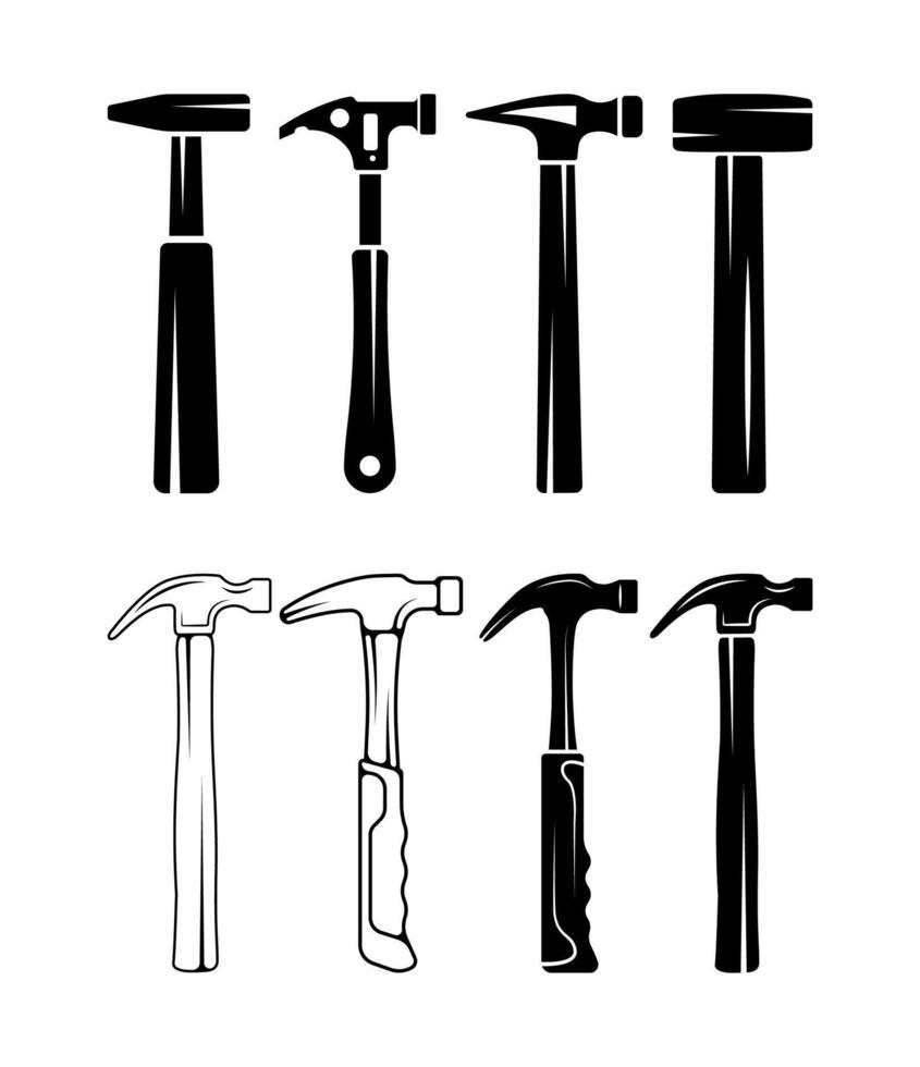 Set Hammer and Clip Art Collection vector