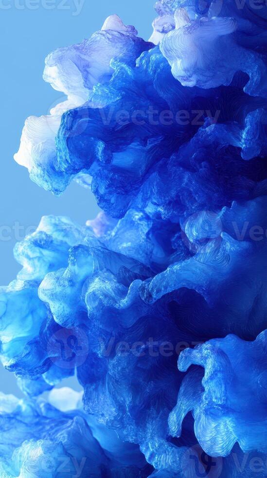 Vibrant blue abstract swirl of texture and motion captured in detail against a soft background photo