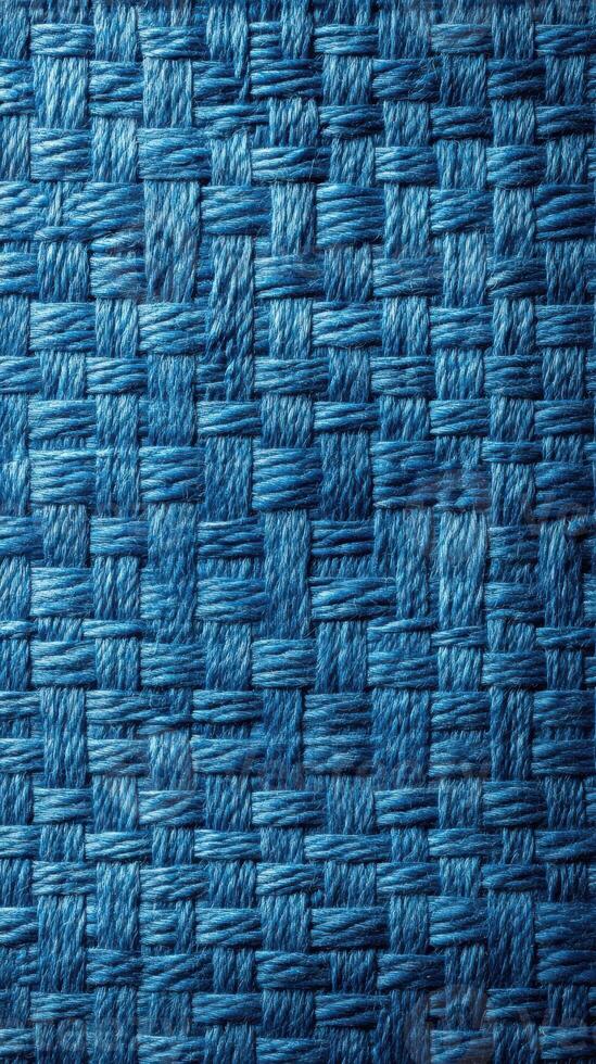 Textured woven blue fabric with intricate patterns showcasing craftsmanship in textile design photo