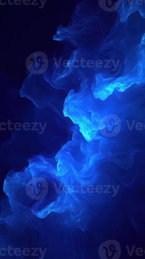 Abstract blue smoke swirling in dark background creating a mesmerizing visual effect photo