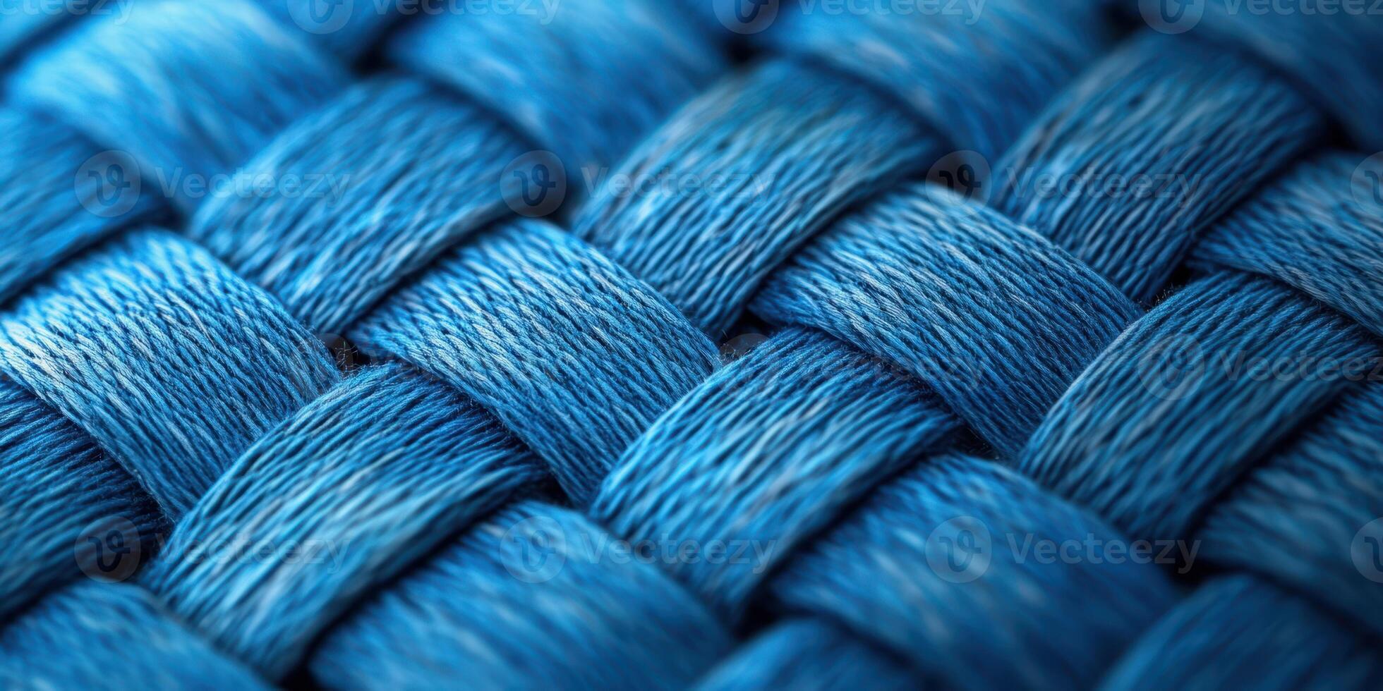 Close-up view of intricately woven blue fibers showcasing texture and color variations photo