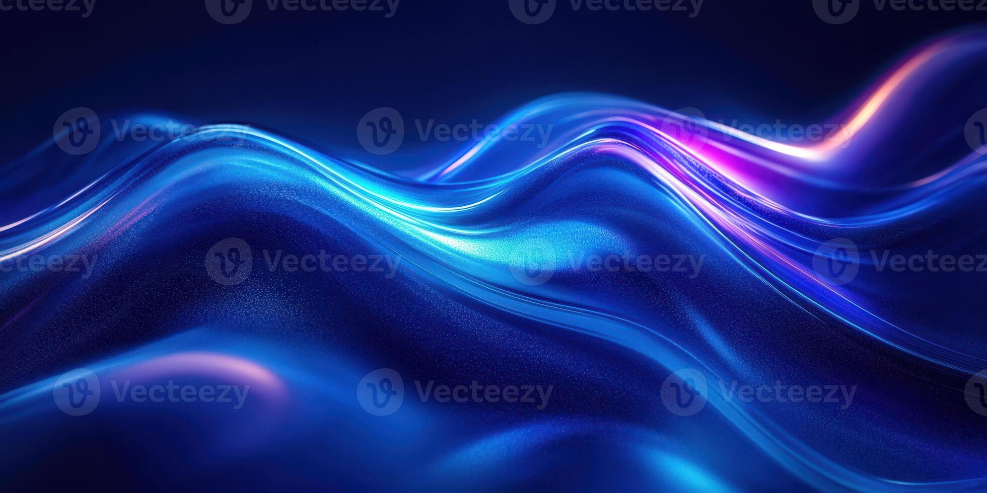 Fluid motion of blue waves captured in an abstract digital artwork showcasing vibrant colors and smooth textures photo