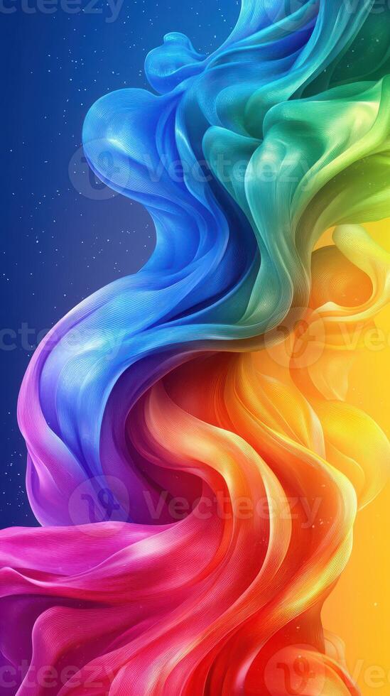 Vibrant swirling colors create a mesmerizing abstract artwork showcasing rainbow hues in a fluid design photo