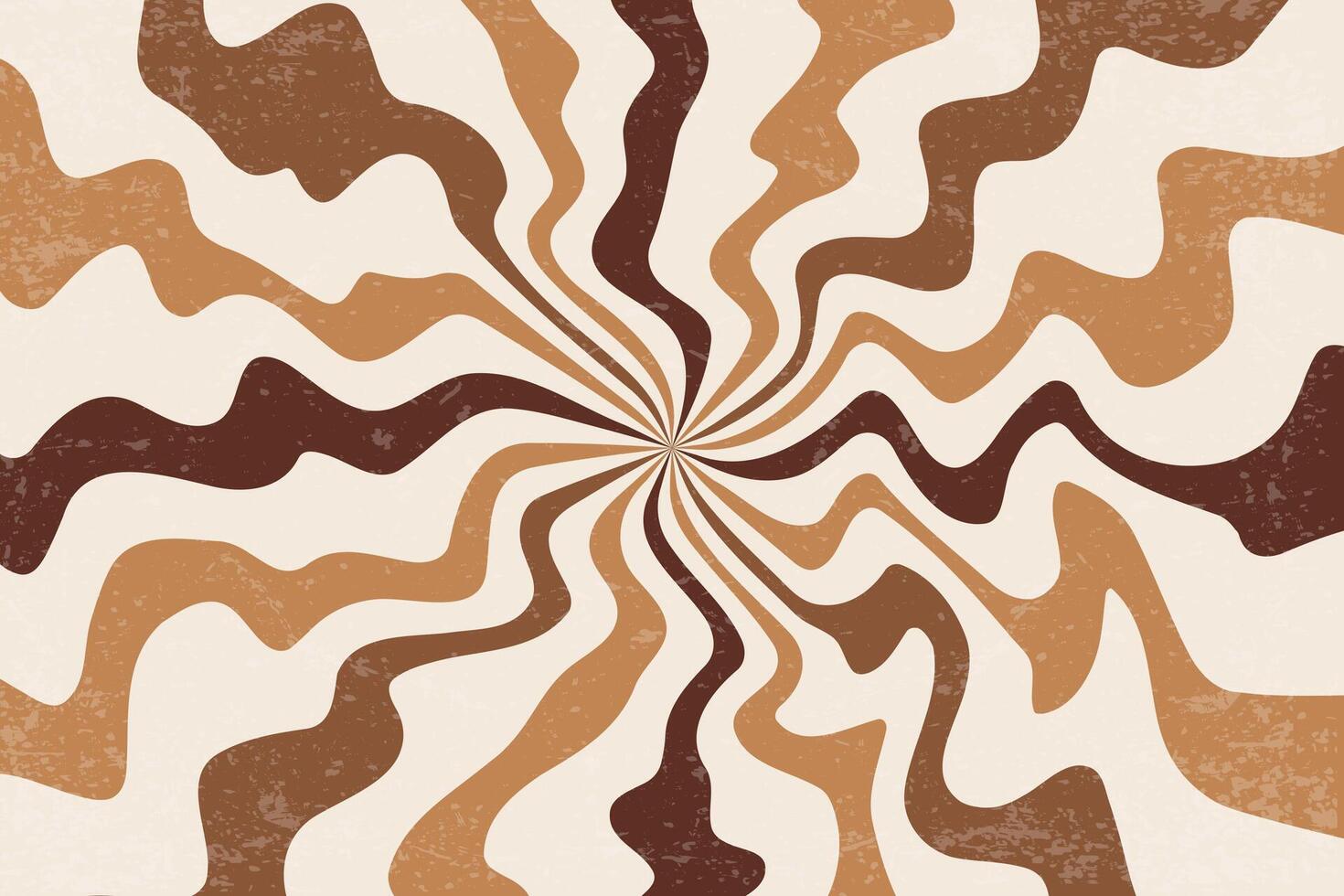 Caramel and chocolate color swirl pattern background. Wavy peanut butter. Liquid creamy milk syrup. Abstract groovy spiral wavy stripes of sweet dessert with retro deign. vector