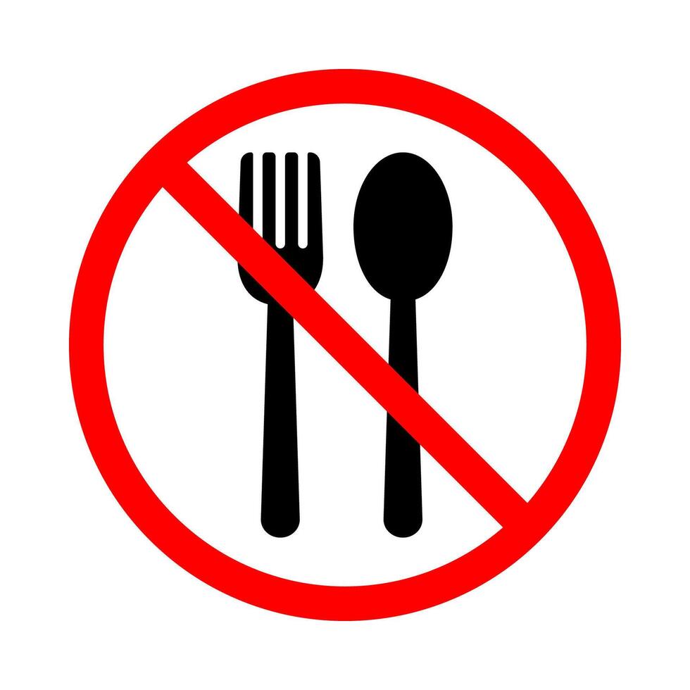Fasting icon, no food, no eating sign and symbol design. No food or drink allowed. vector