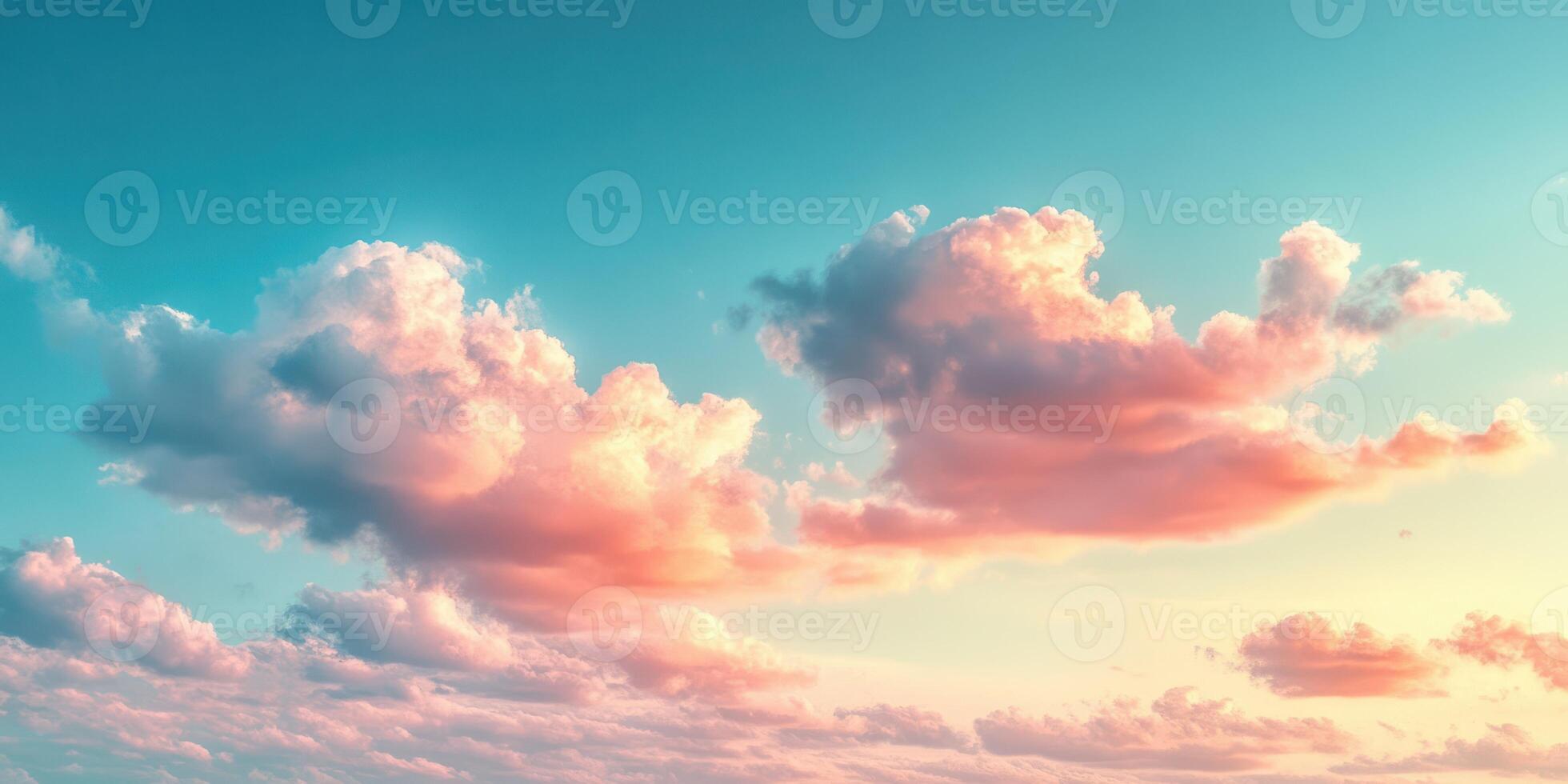 Vibrant sunset clouds illuminate the evening sky with shades of pink and orange at a coastal location photo