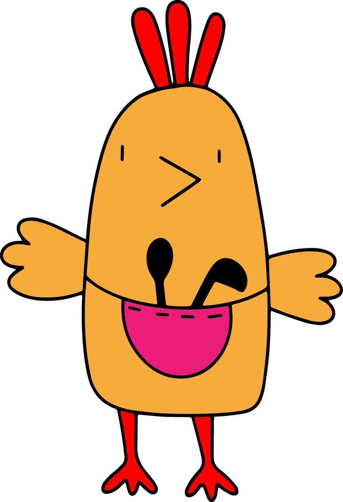Chick. Flat spring Easter design in colored doodle style vector