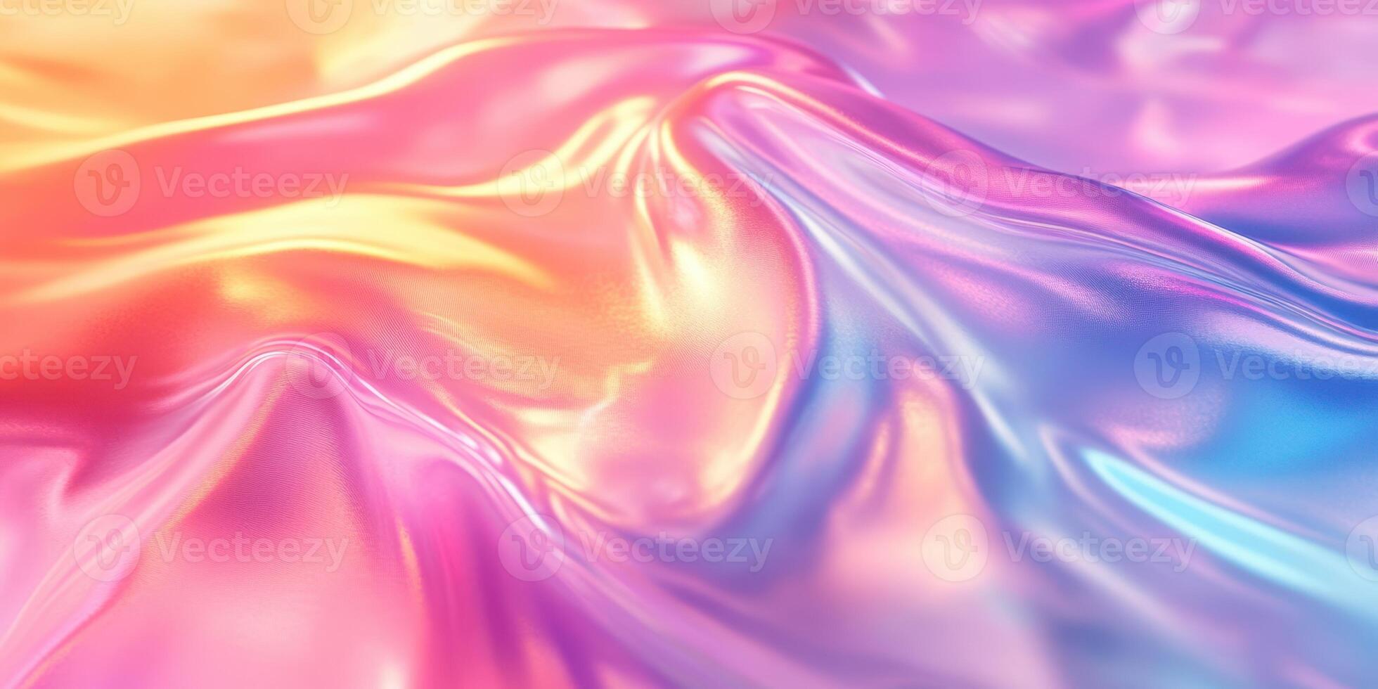 Colorful fabric texture with shimmering waves reflecting light in a vibrant gradient photo