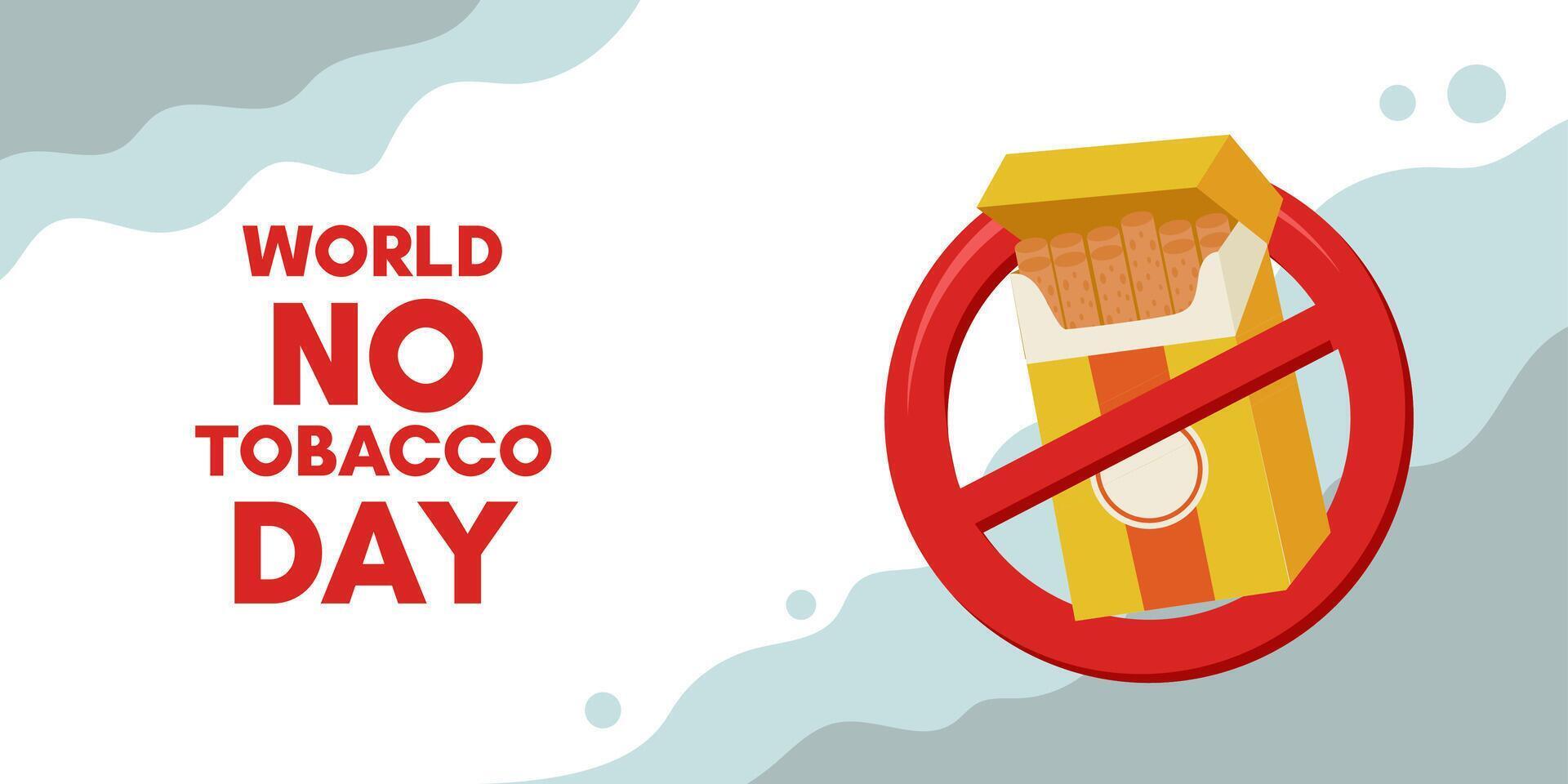 World No Tobacco Day. Banner template. Sign crossed out pack of cigarettes vector