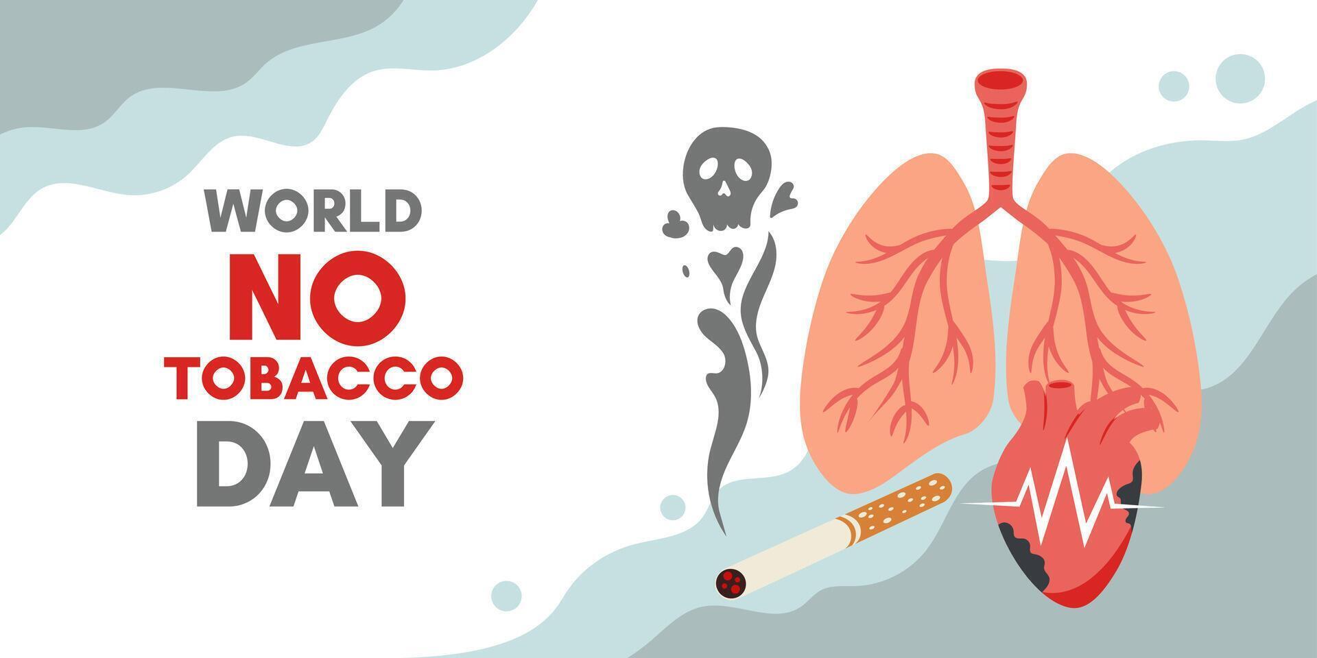 World No Tobacco Day. Banner template. Lungs, heart, cigarette. vector