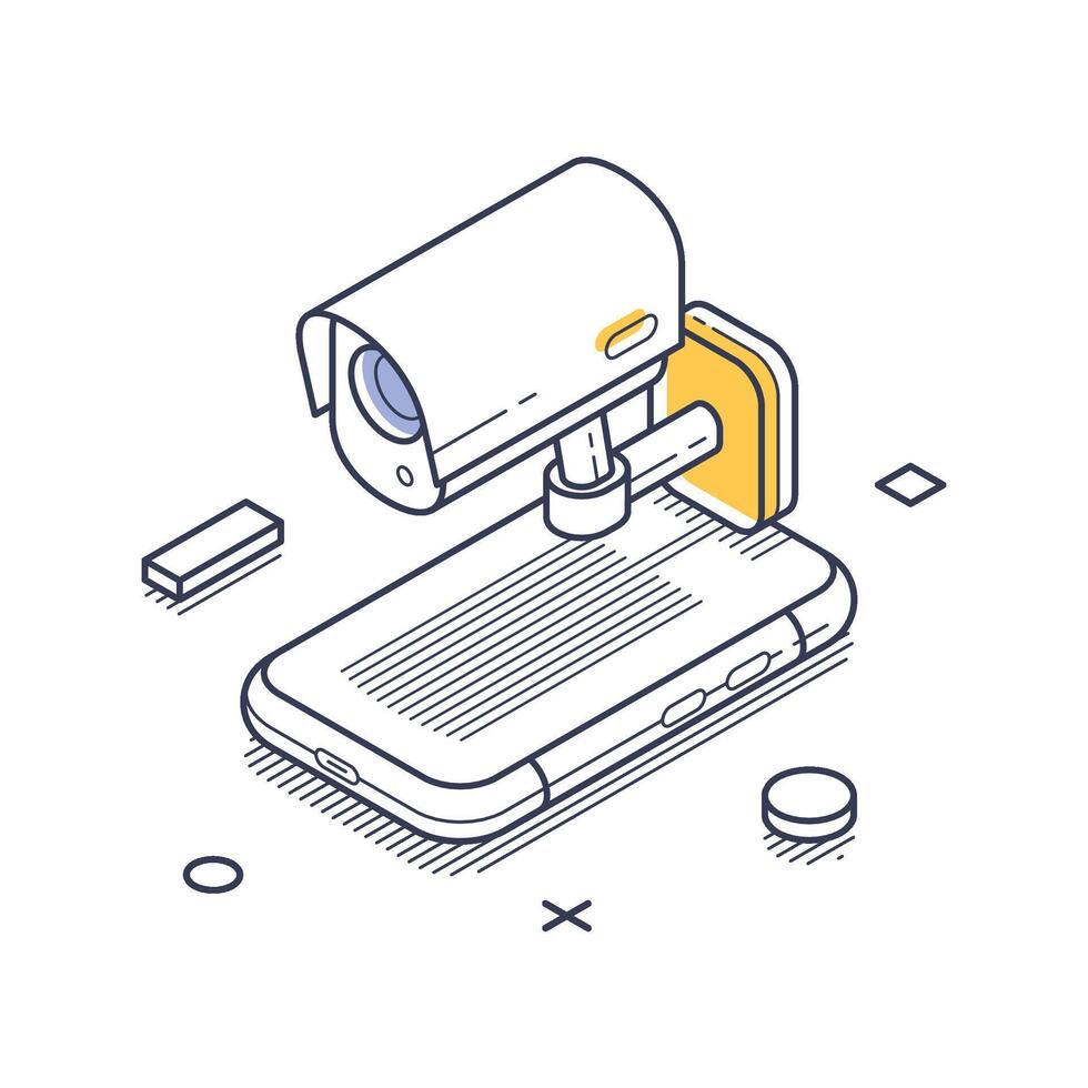 Isometric line art illustration highlighting data protection techniques and tools vector