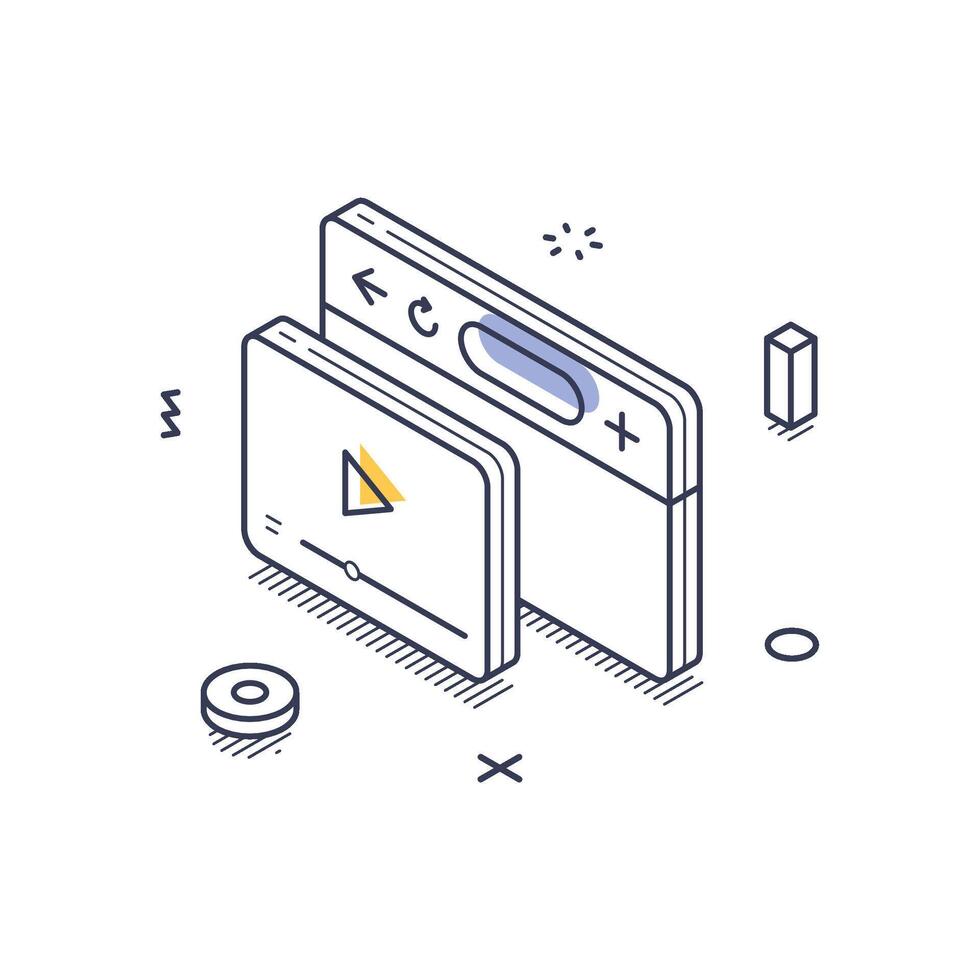 Isometric line art icon representing online education and digital learning platforms vector