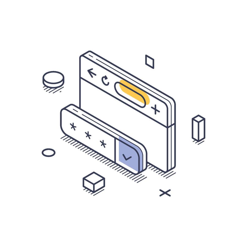 Icon representing data protection in isometric line art style for illustrative design elements vector