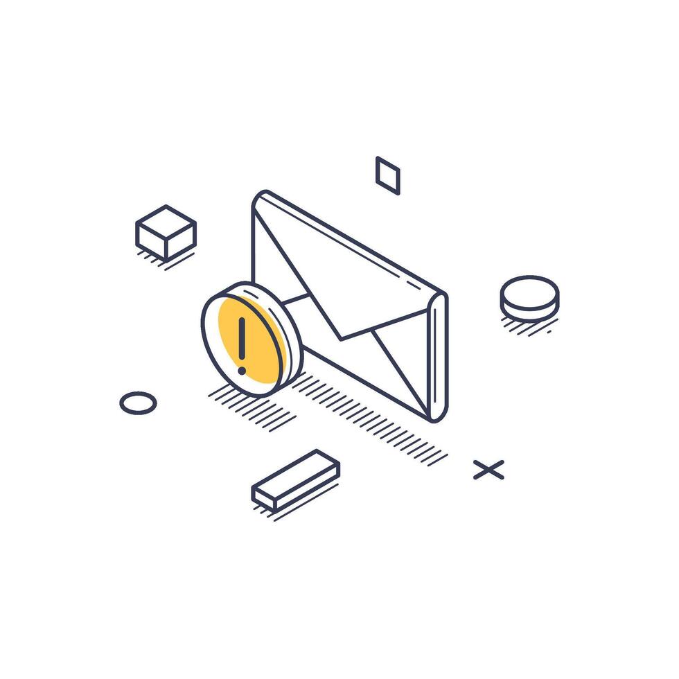 Isometric icon representing personal data notification in line art style vector