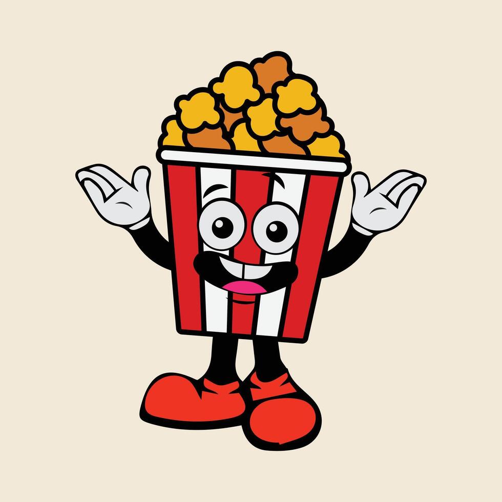 Cartoon character illustration of popcorn container laughing vector