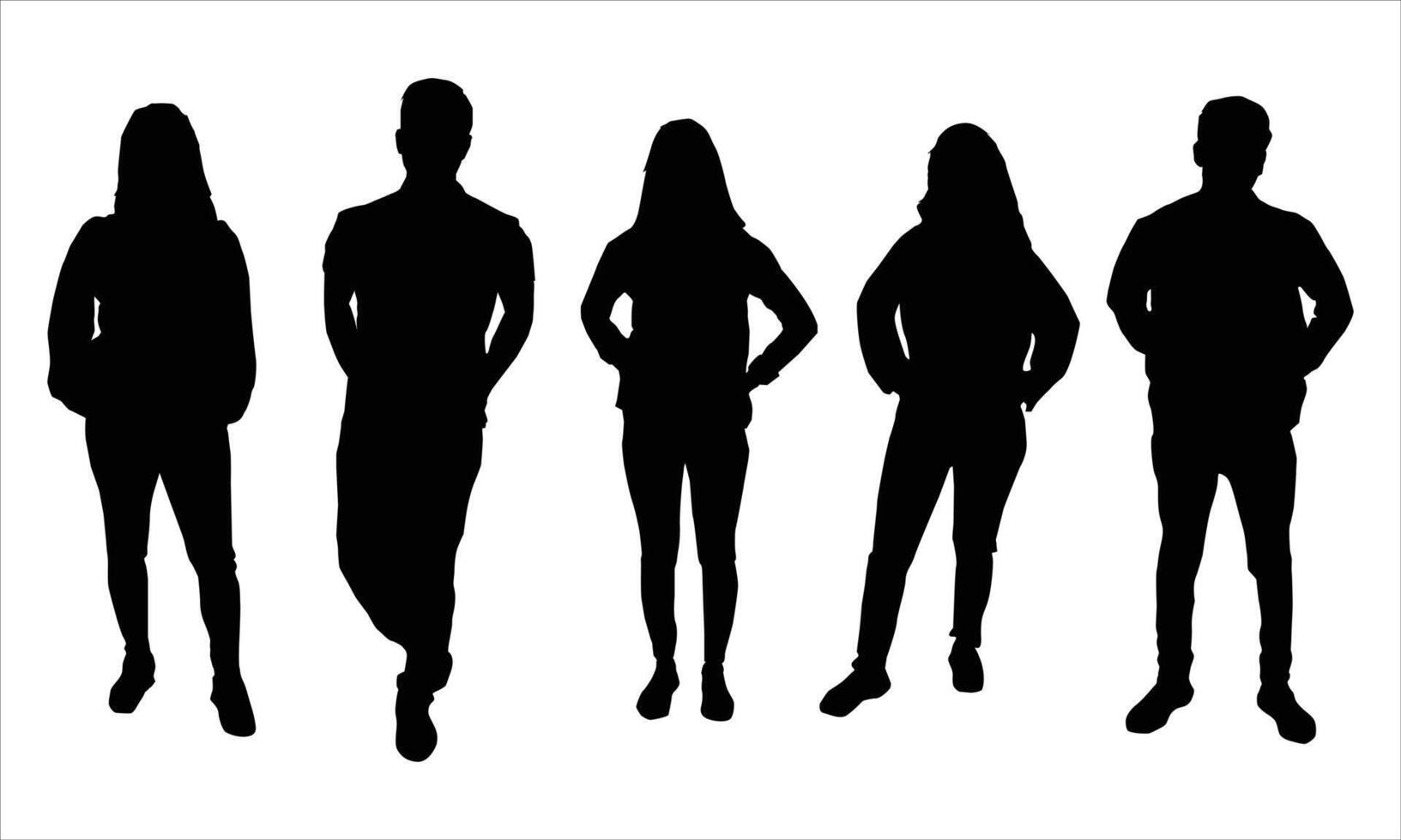 Silhouettes Group of People in a Row vector