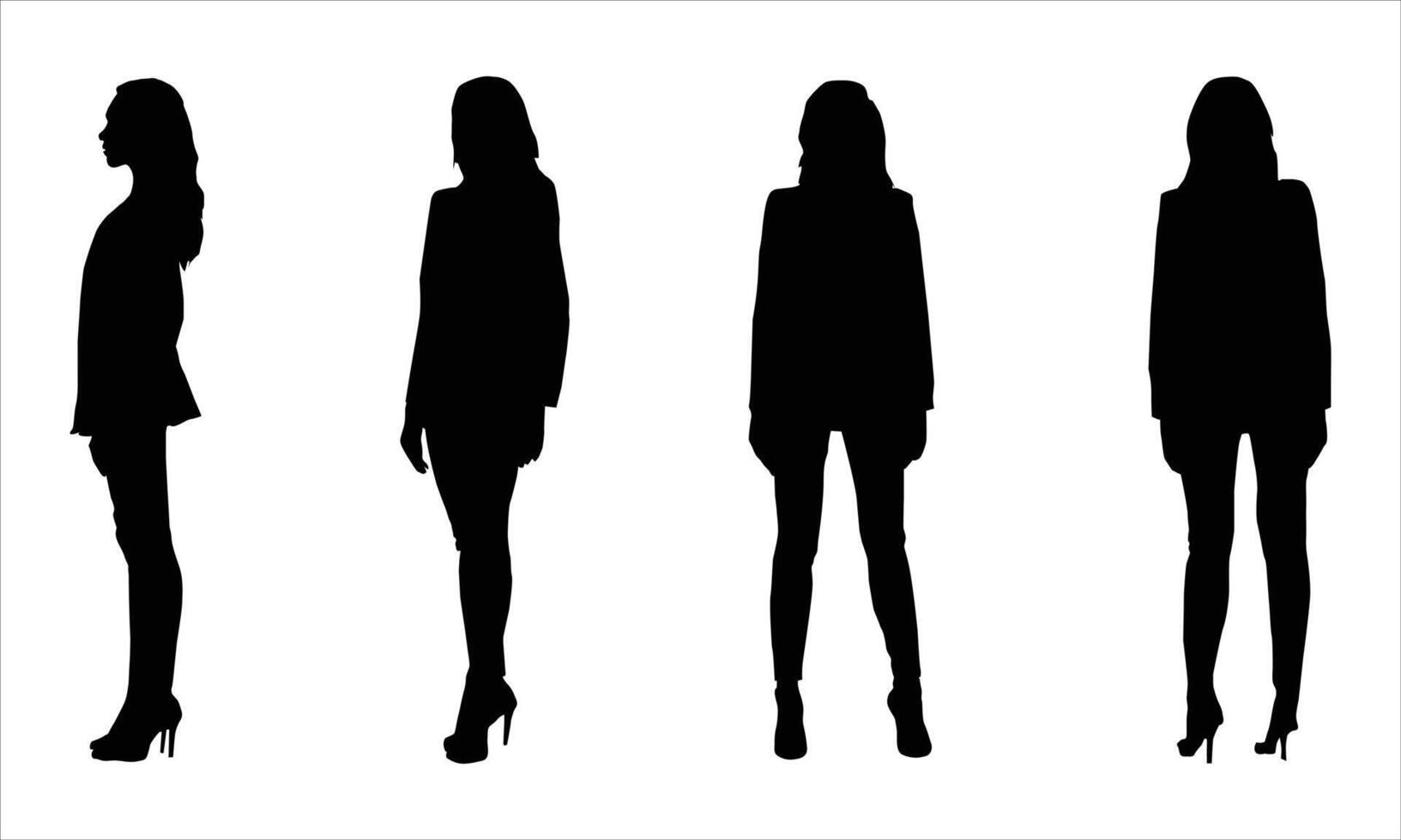 women silhouette icon set in a row vector