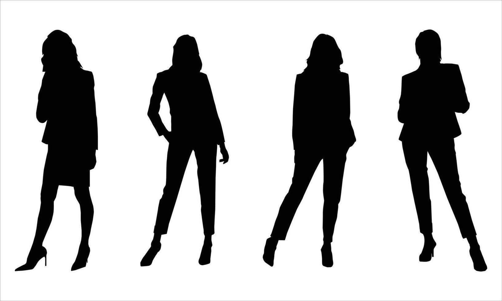 women silhouette icon in a row on white background vector