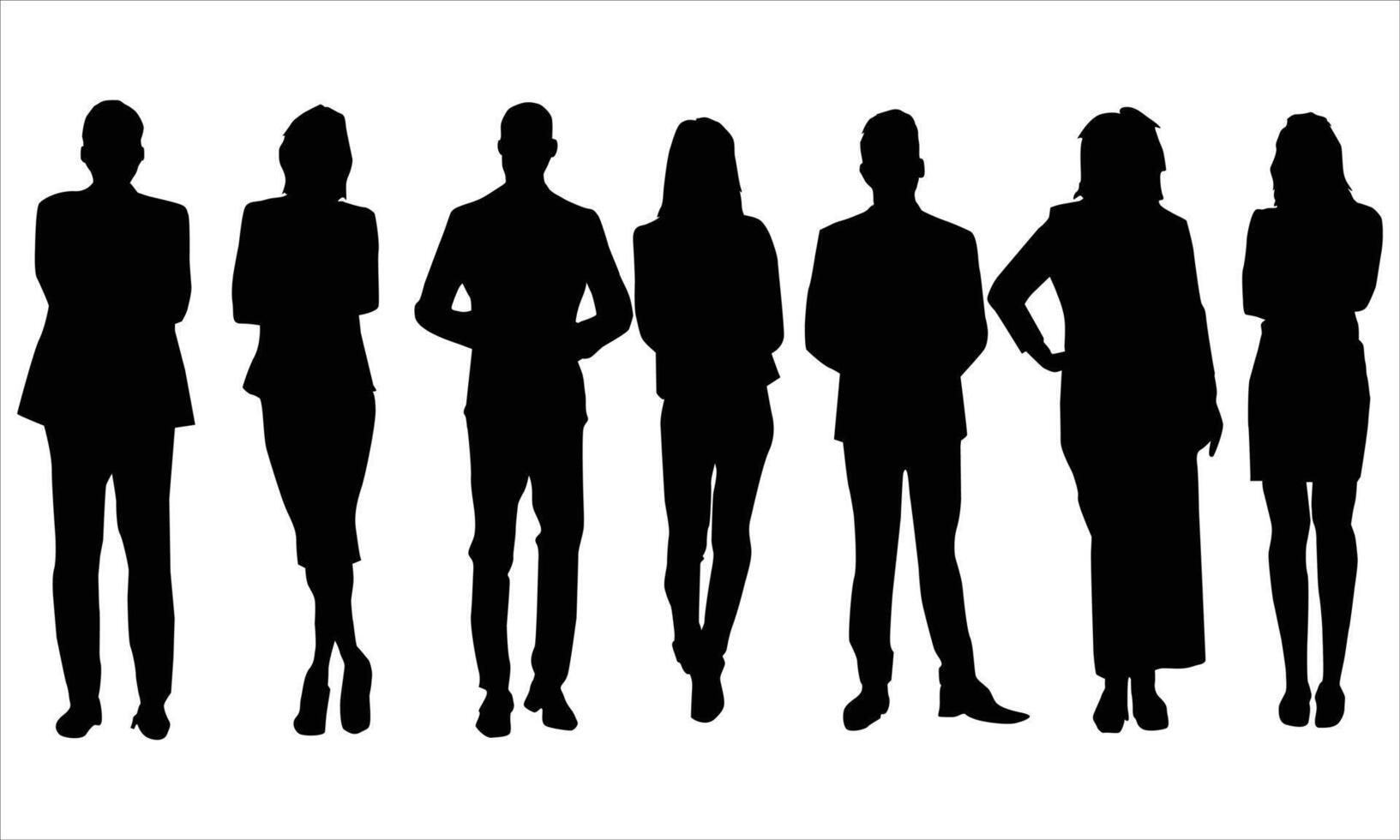 Unrecognizable portraits of women and men. Group of people silhouette stand on a white background vector