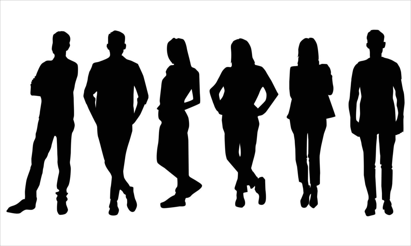 Unrecognizable portraits of women and men. Group of people stand on a white background vector